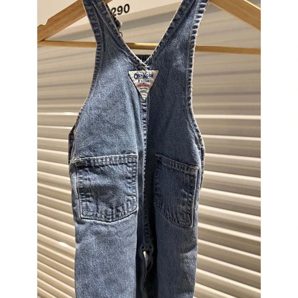 OshKosh B'gosh Kids Blue Denim Vestbak Overalls 12 Months Vintage Style Bibs